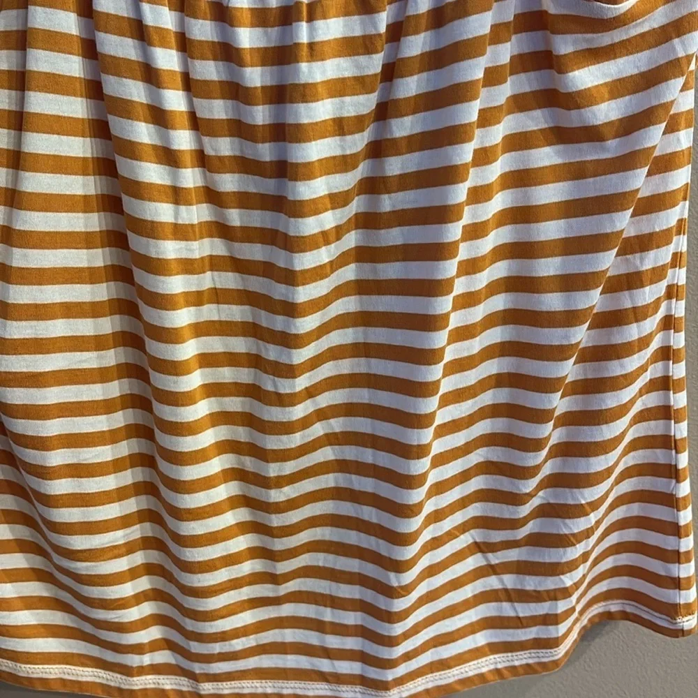 NWT Michael Kors yellow gold White Striped Tank Top cotton ruffle tank straps L